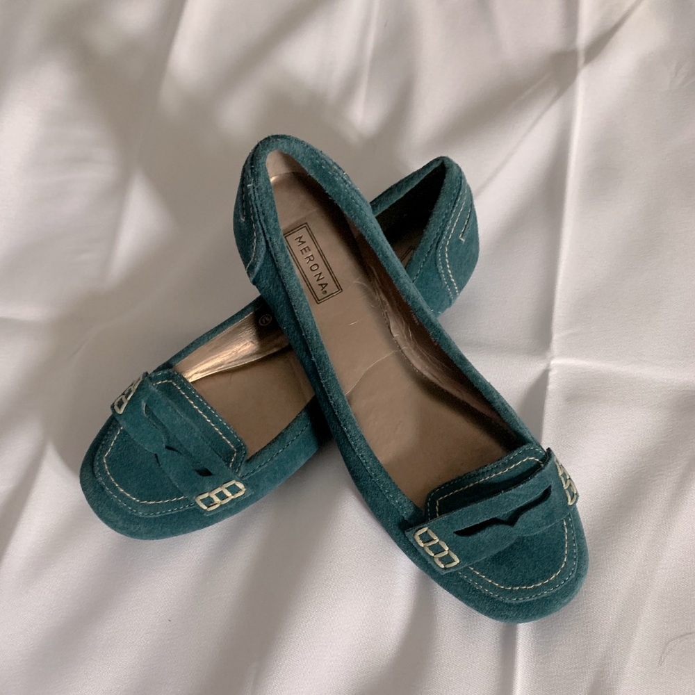 Merona teal suede loafers